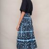 WYSE London Occasionwear | Brodie Embroidered Skirt - Blue/Midnight