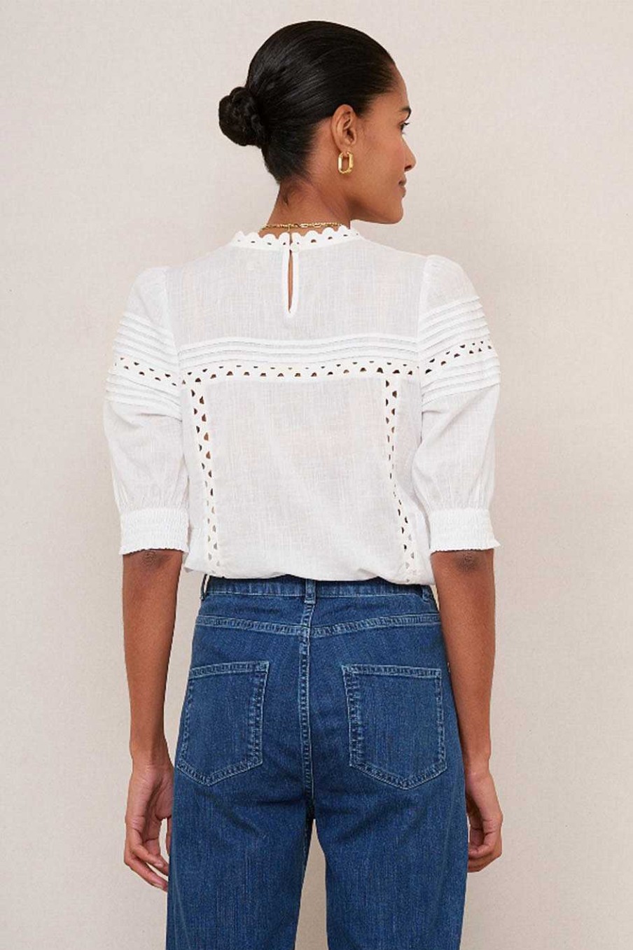 WYSE London Tops | Deedee Ric Rac Top - White