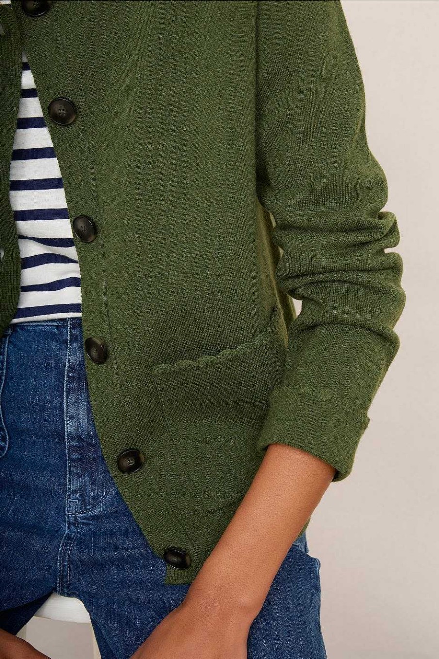 WYSE London Knitwear | Cressida Knitted Jacket - Moss Green