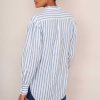 WYSE London Holiday | Paris Linen Frill Shirt - Blue Stripe