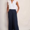 WYSE London Trousers | Alma Cropped Linen Trouser - Midnight