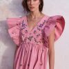 WYSE London Occasionwear | Emmeline Dress - Pink Embroidered