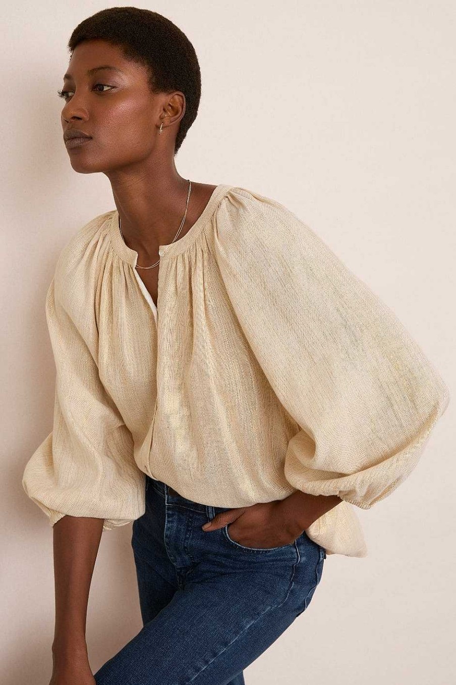 WYSE London Tops | Lauren Blouse - Gold