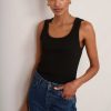 WYSE London Tops | Edelie Ribbed Vest - Black